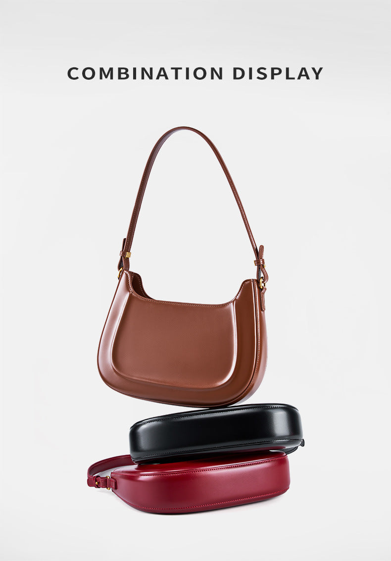 Cowhide Leather Shoulder Bag, Underarm Crossbody — group shot with other colourways