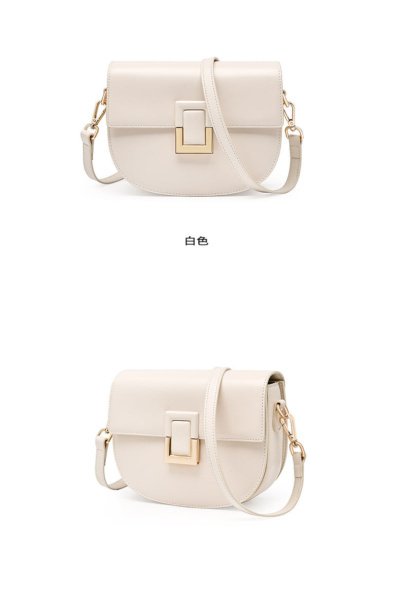White saddle bag front view with two angles