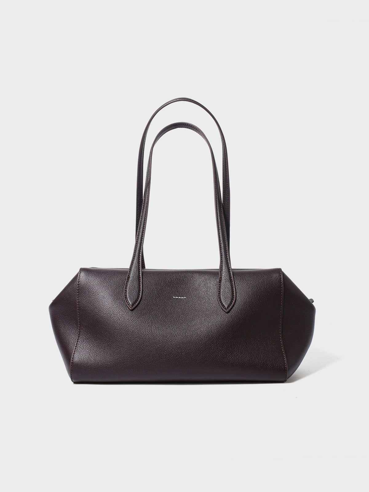 Top-Grain Cowhide Small Plus Shoulder Tote Bag in Coffee