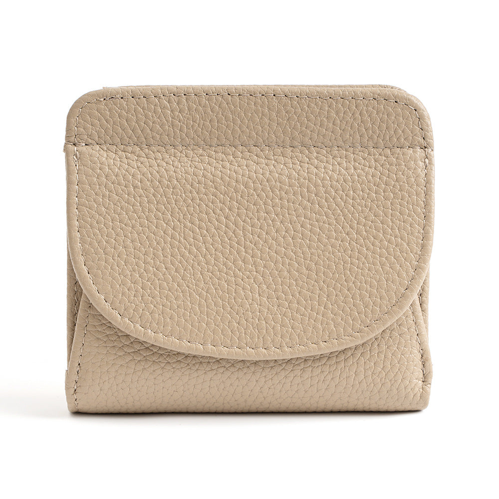 Genuine Leather Bifold Wallet with 8 Card Slots in Light Grey