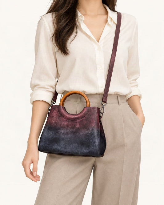 Top-Grain Cowhide Small Plus Top-Handle Crossbody Bag worn crossbody