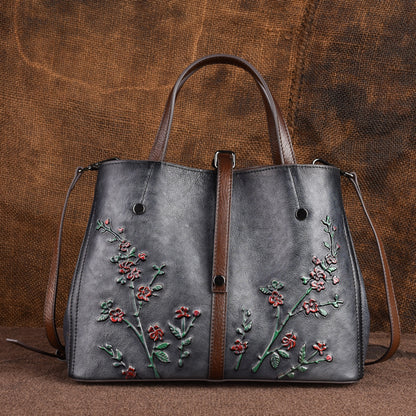 Cowhide Small Tote Bag in Vintage Black