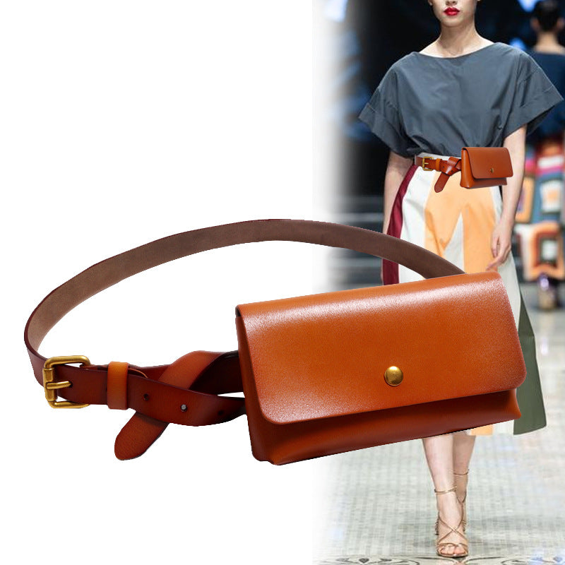 Burgundy belt bag color option with compact pouch