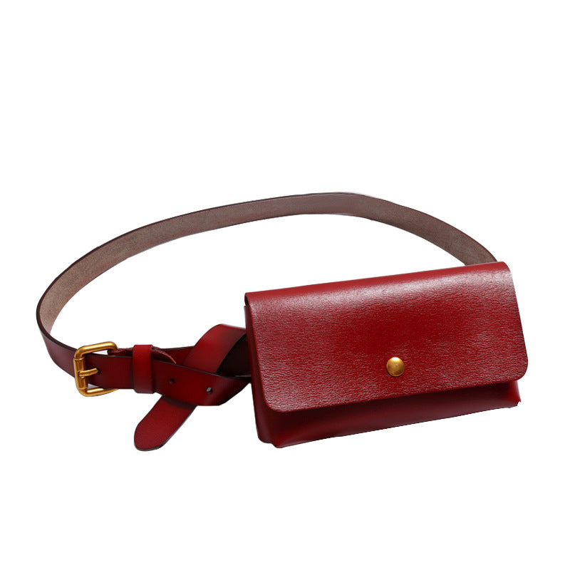 Split Leather Belt Bag in Burgundy