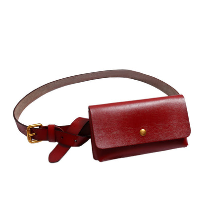 Split Leather Belt Bag in Burgundy