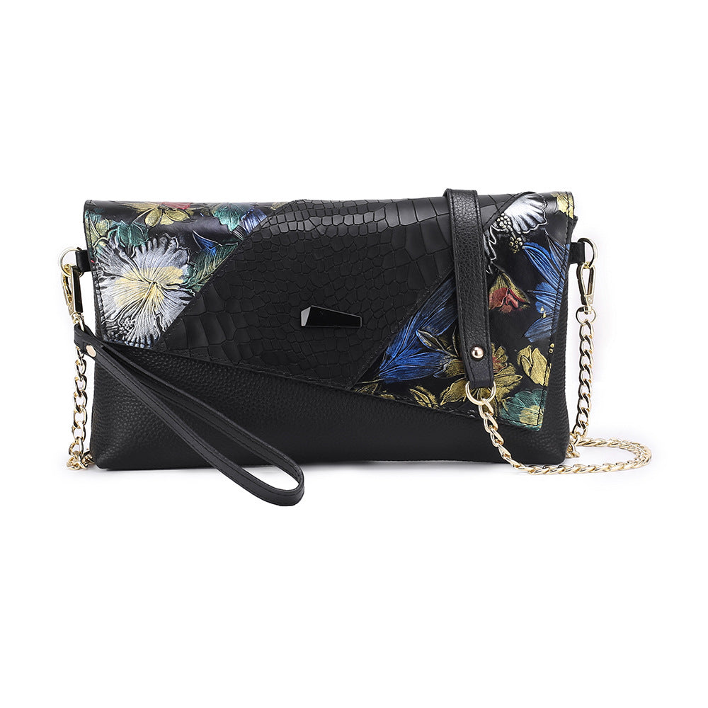 Top-Grain Cowhide Crossbody Clutch in Magnolia