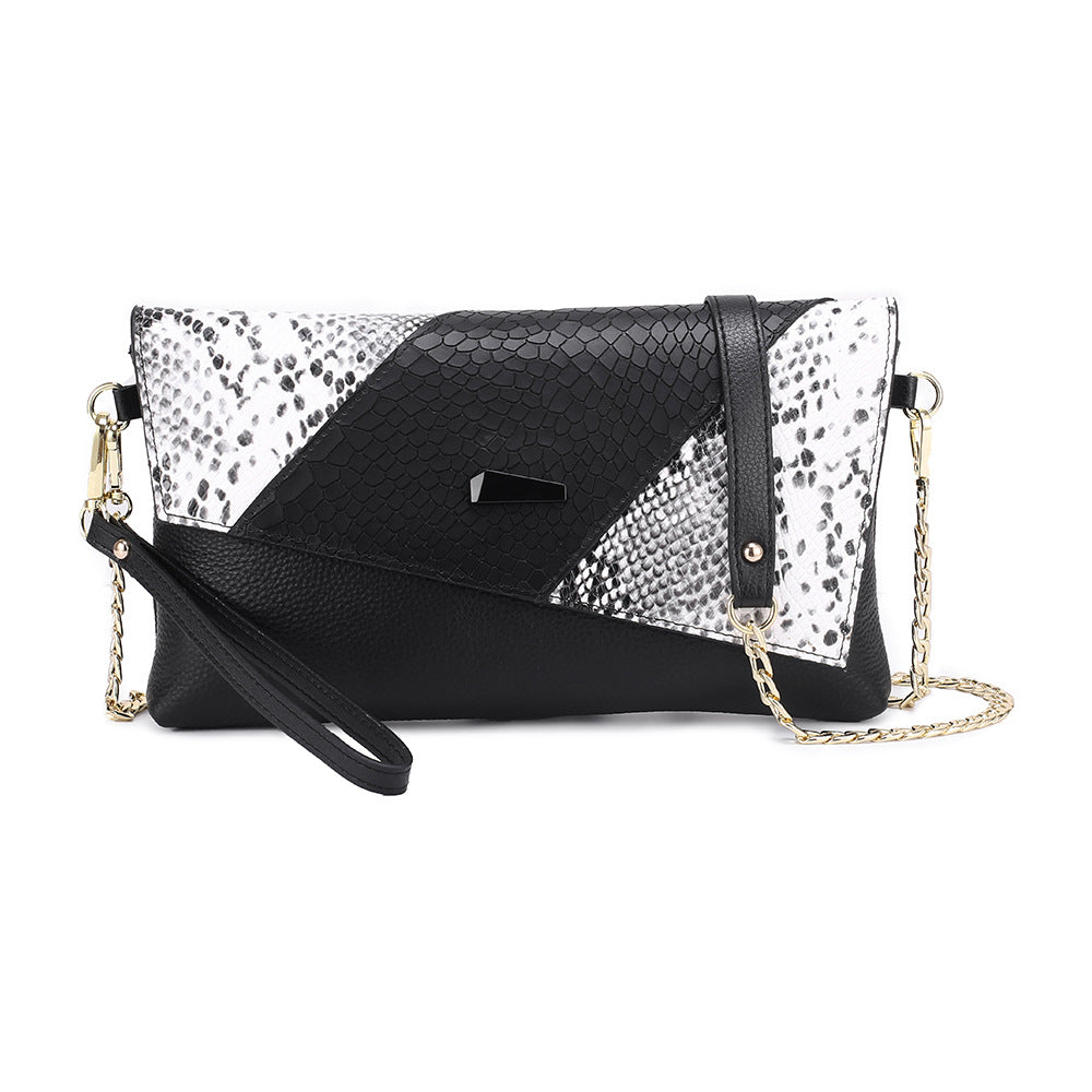 Top-Grain Cowhide Crossbody Clutch in White Snake