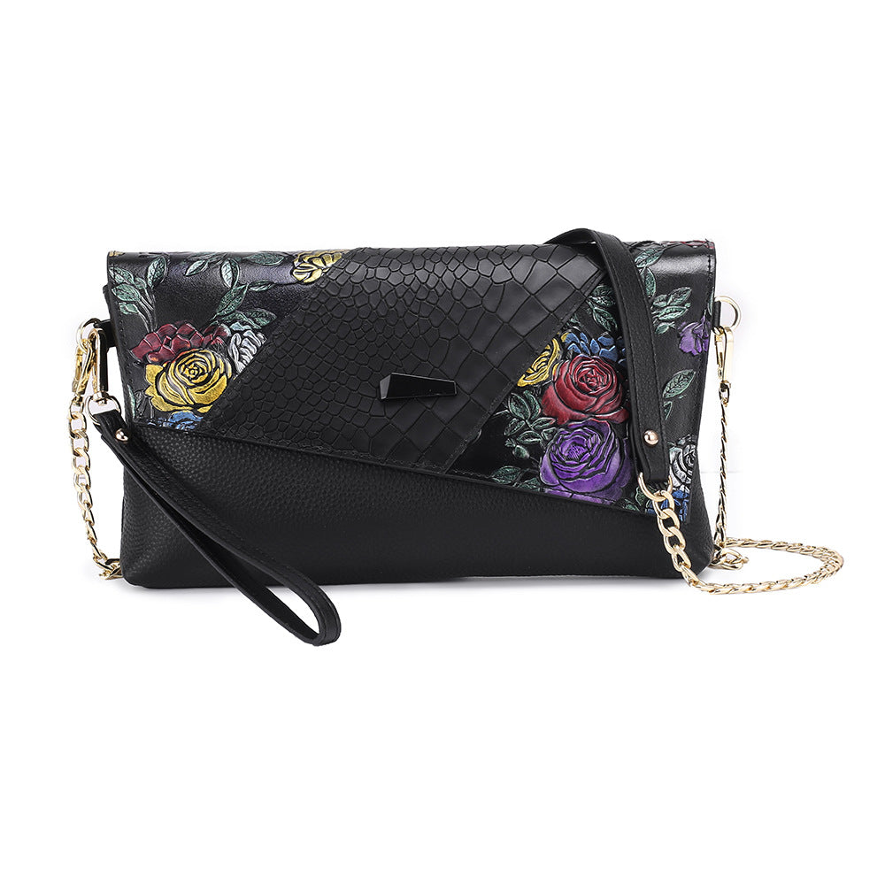 Top-Grain Cowhide Crossbody Clutch in Colorful Rose