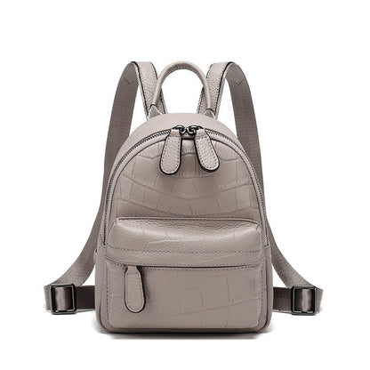 Split Leather Mini Backpack in Gray