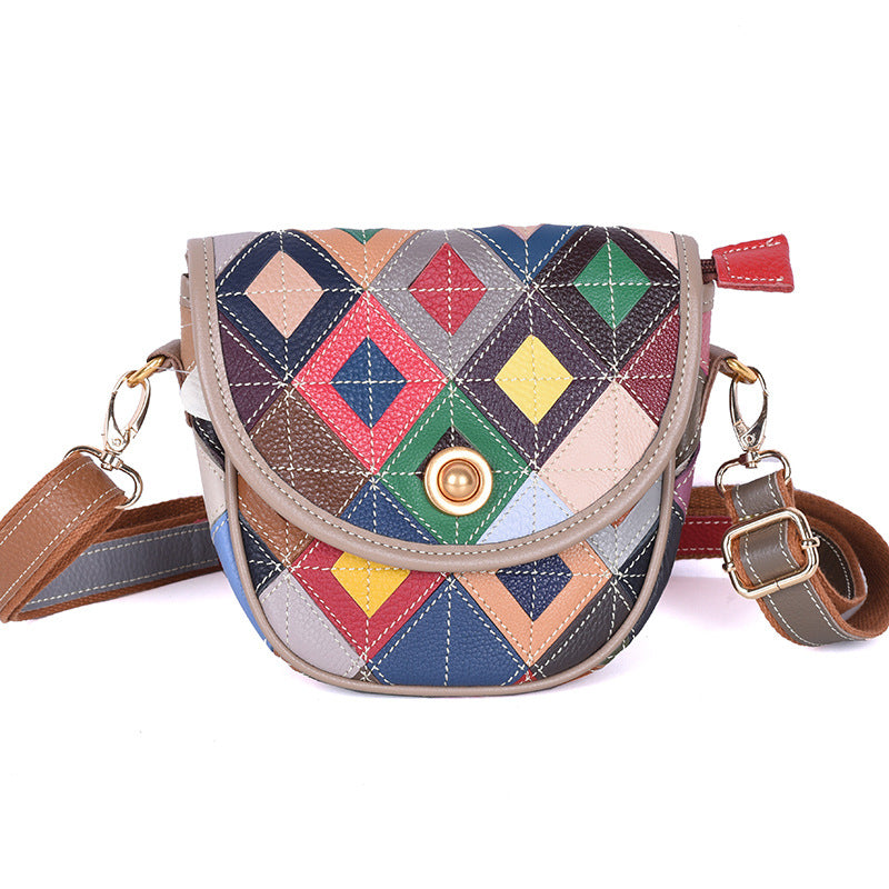 Cowhide Patchwork Crossbody Bag in Multicolor Cowhide