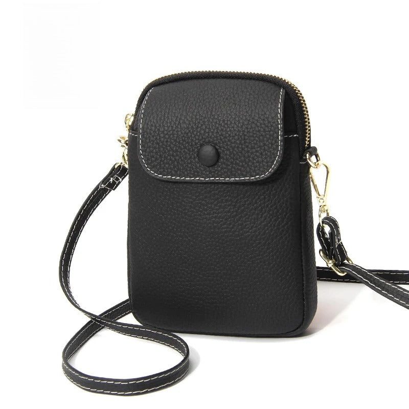 Top-Grain Cowhide Leather Micro Crossbody Phone Bag