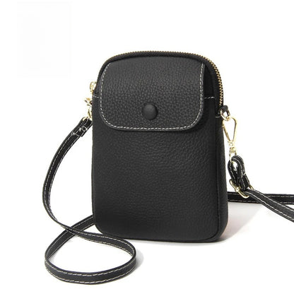 Top-Grain Cowhide Leather Micro Crossbody Phone Bag