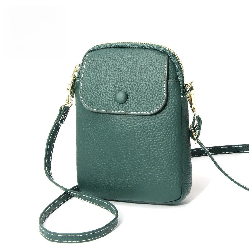Top-Grain Cowhide Leather Micro Crossbody Phone Bag