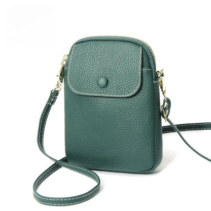 Top-Grain Cowhide Leather Micro Crossbody Phone Bag