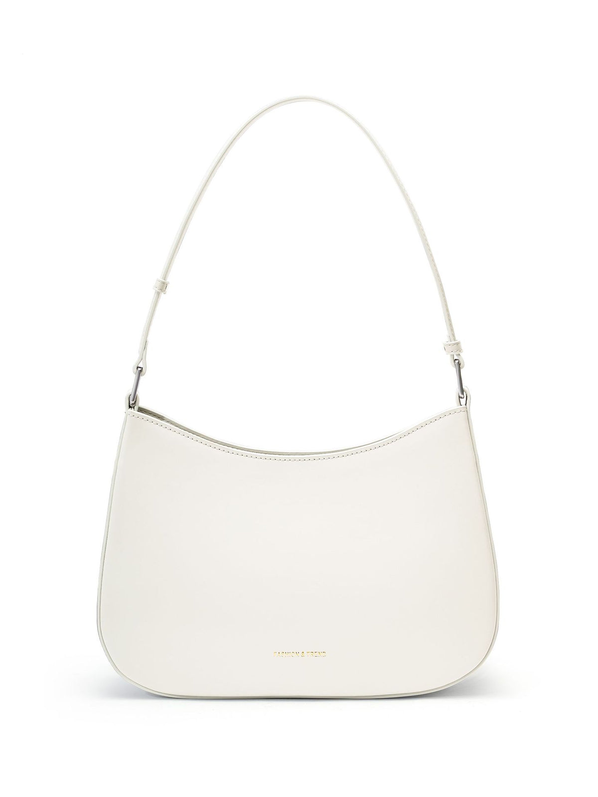 Off white cowhide leather underarm shoulder bag shown from a side angle to highlight its structured silhouette