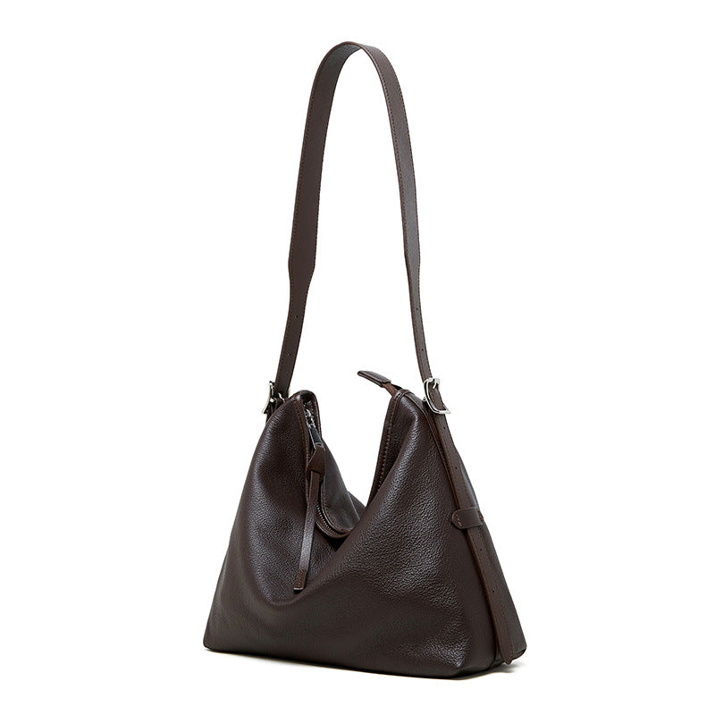 Leather Small Plus Shoulder Bag in Havana, 12.6 x 4.7 x 10.2 in (32 x 12 x 26 cm)