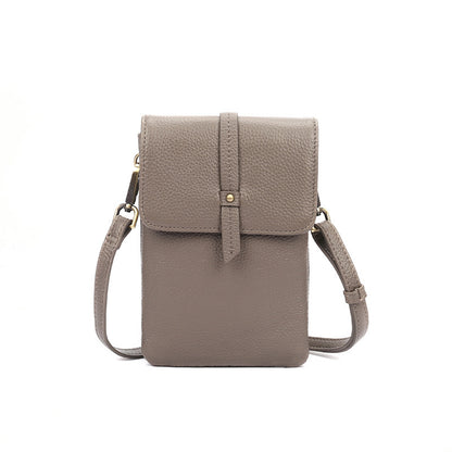 Cowhide Leather Micro Crossbody Phone Bag in Gray