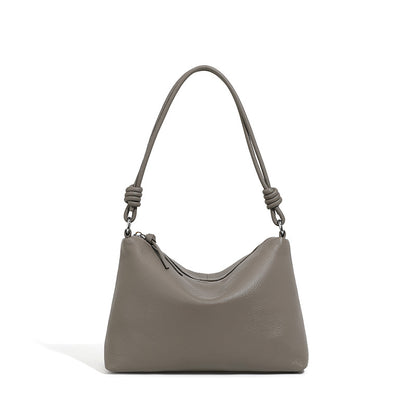 Pebbled Cowhide Leather Tote Shoulder Bag in Gray