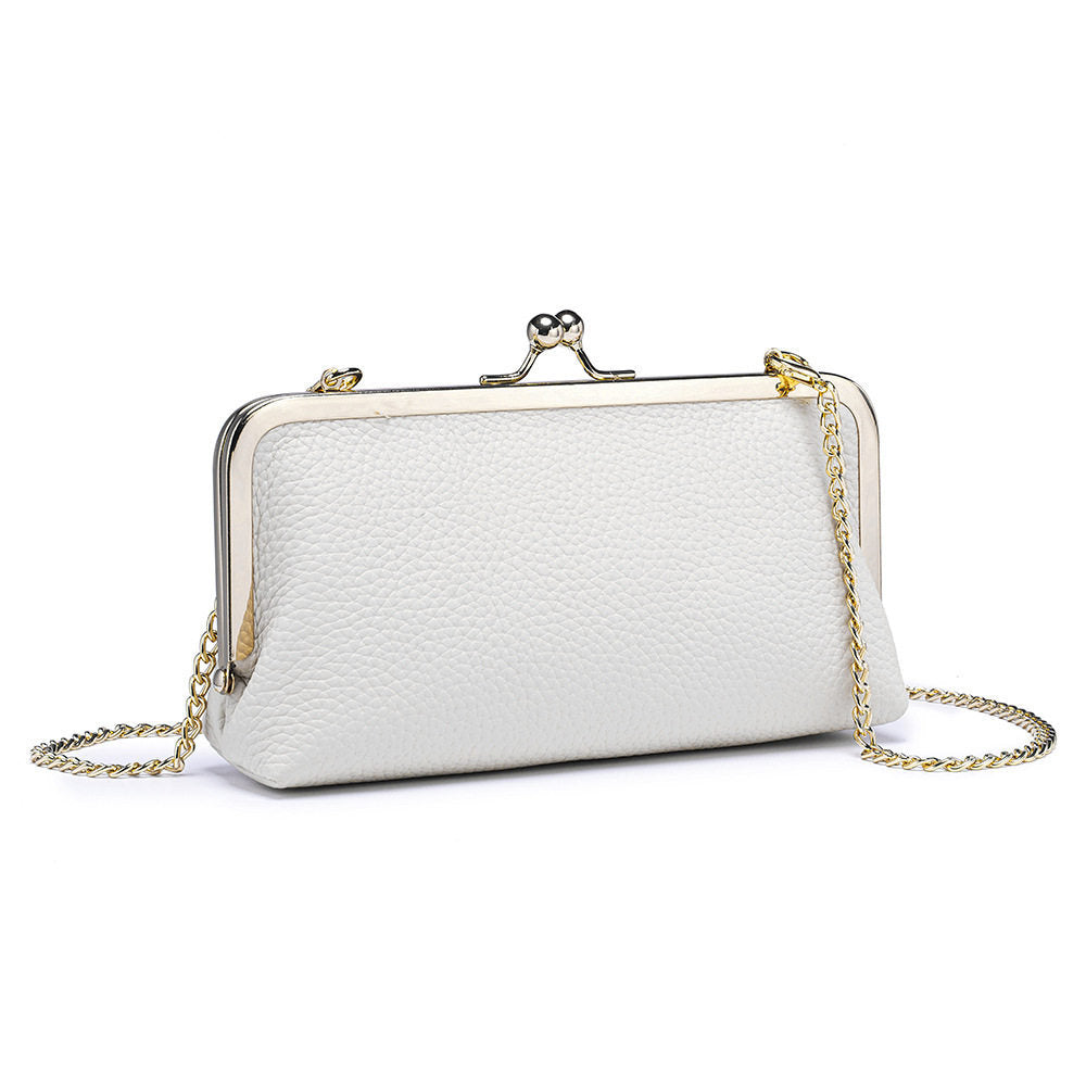 Off-white leather clasp purse with detachable chain