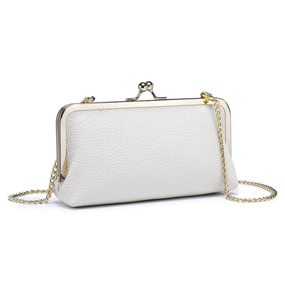 Off-white leather clasp purse with detachable chain