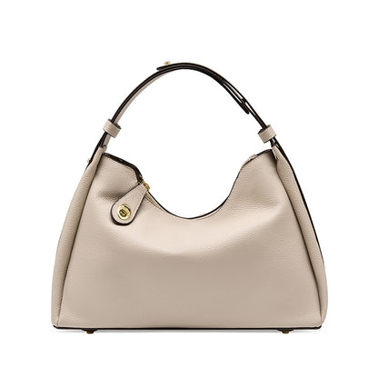 Cowhide Leather Small Plus Shoulder Bag in Off-White