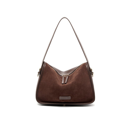 Suede Cowhide Small Crossbody Bag in Coffee
