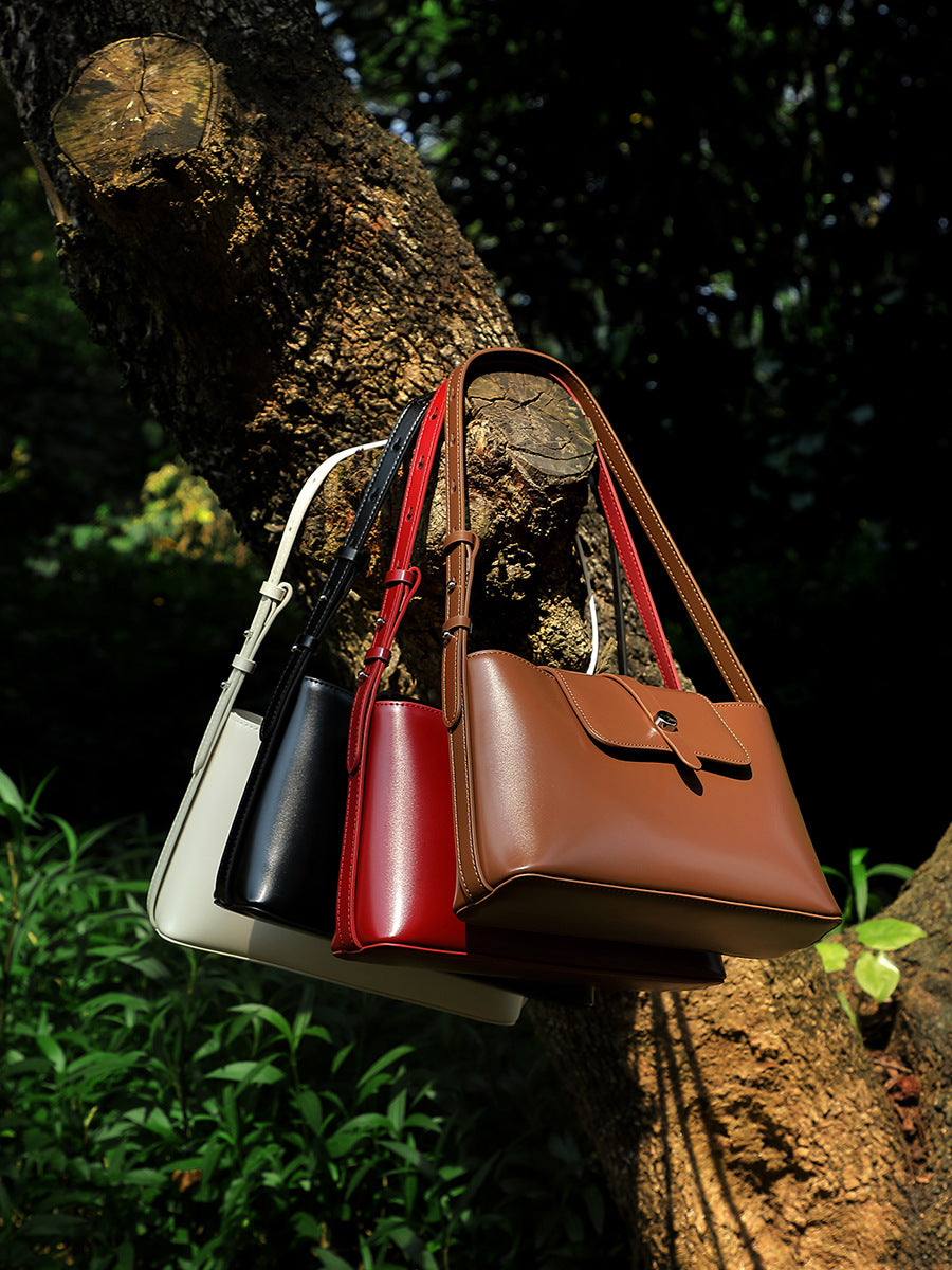 Genuine Leather Envelope Shoulder Bag with Adjustable Strap — group shot with other colourways