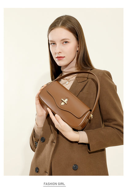 Wearing the baguette bag as a shoulder bag lifestyle shot