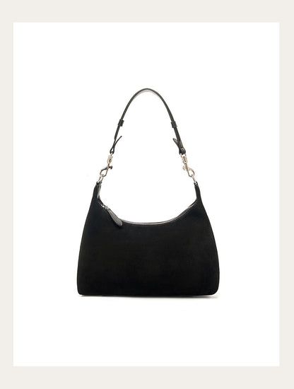 Black shoulder bag shown against a light background