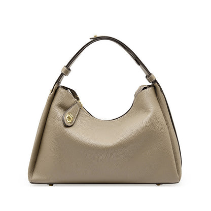 Cowhide Leather Small Plus Shoulder Bag in Light Gray