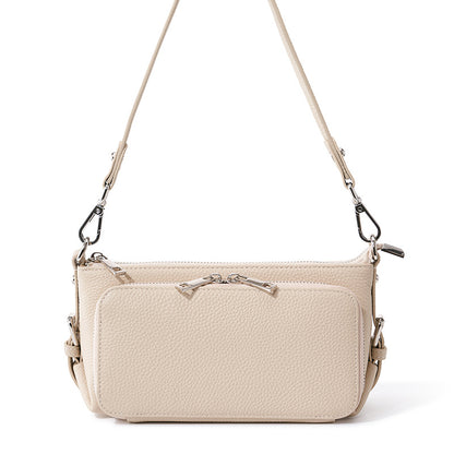 White leather crossbody bag with silver hardware