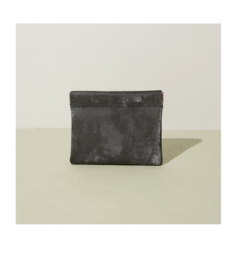 Moonlight gray satin finish card pouch with clean topstitching