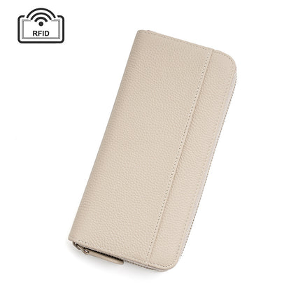 Off white leather wallet with front stitch pattern