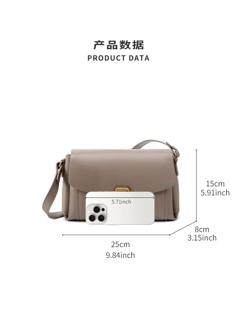 Product dimensions diagram showing 9.8 x 5.9 x 3.1 in size with phone for scale