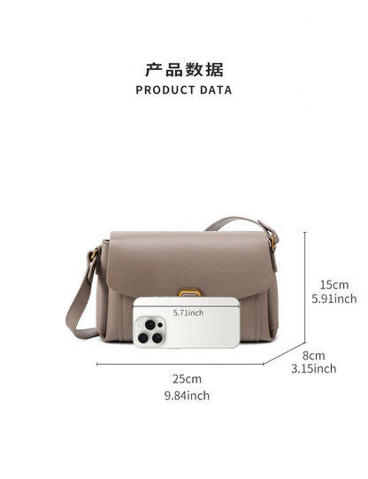 Product dimensions diagram showing 9.8 x 5.9 x 3.1 in size with phone for scale