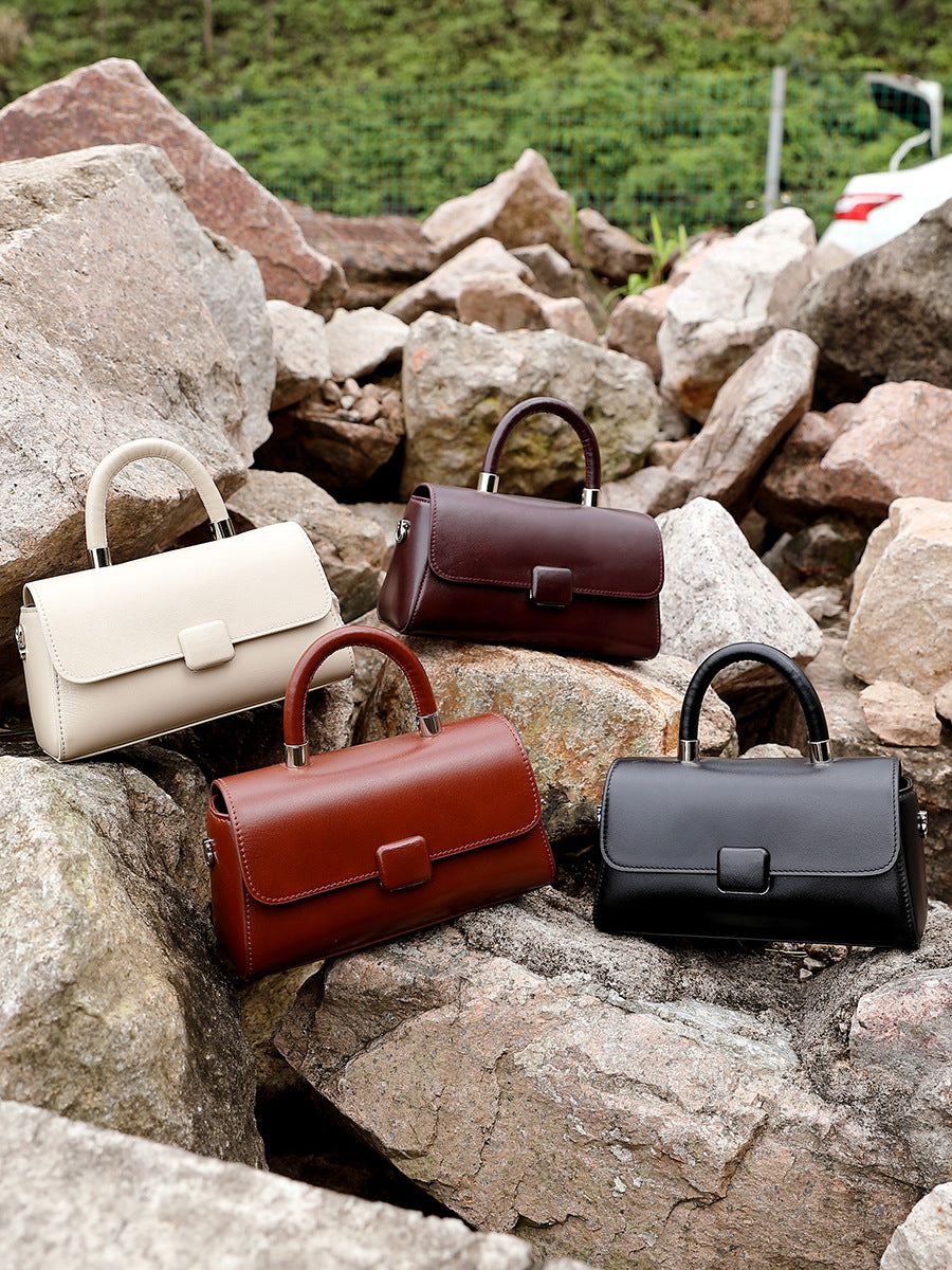 Cowhide Leather Small Top-Handle Crossbody Bag — group shot with other colourways