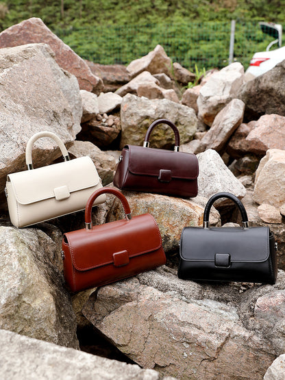 Cowhide Leather Small Top-Handle Crossbody Bag — group shot with other colourways