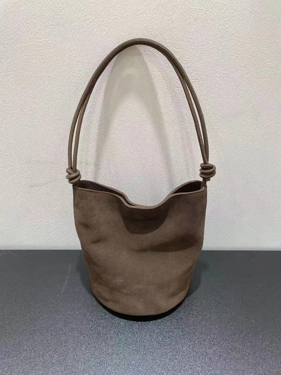 Suede Cowhide Small Bucket Shoulder Bag