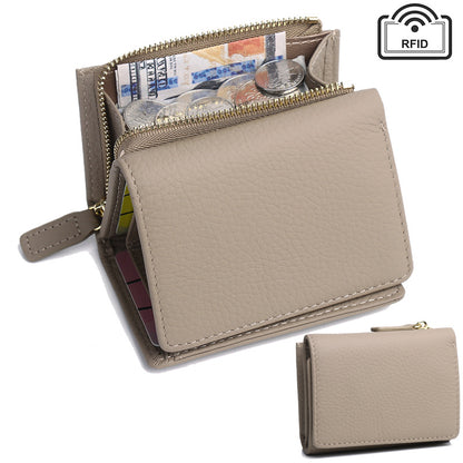 Line grey leather wallet with open coin compartment