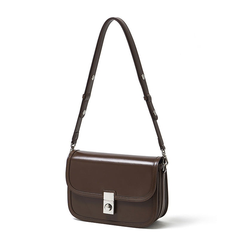 Cowhide Leather Messenger Crossbody Bag – Color Options in Brown