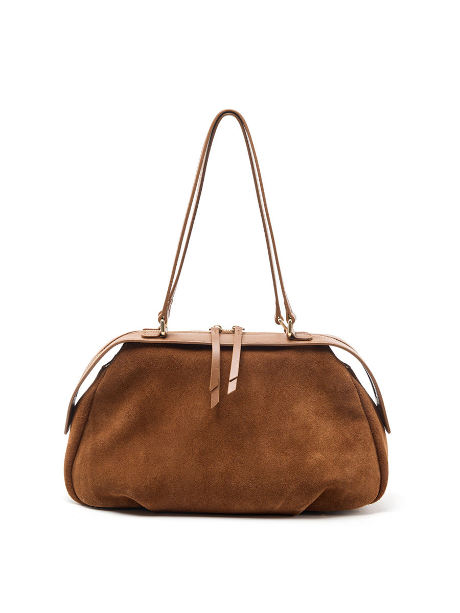 Brown bag side, base, and open interior views
