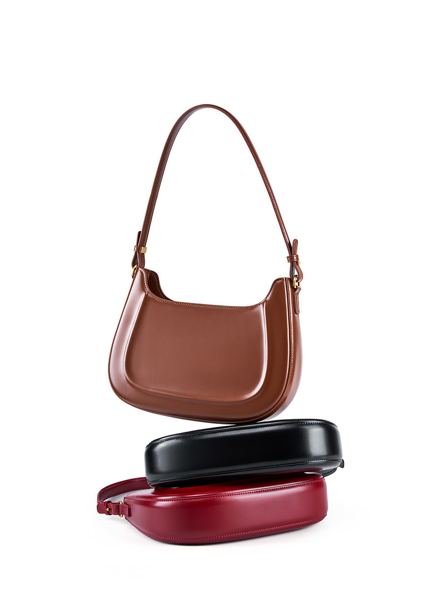 Cowhide Leather Shoulder Bag, Underarm Crossbody — group shot with other colourways