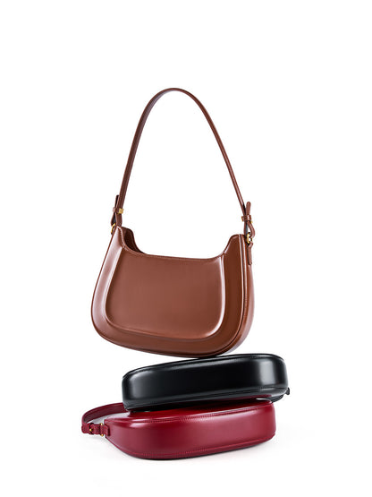 Cowhide Leather Shoulder Bag, Underarm Crossbody — group shot with other colourways