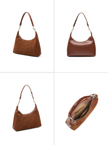 Four-view collage showing the bag shape and zip-top interior