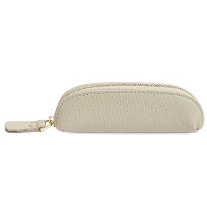 Ivory genuine leather mini coin pouch with zipper pull