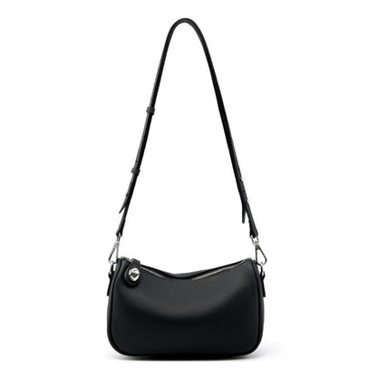 Pebbled Cowhide Leather Crossbody Bag in Black
