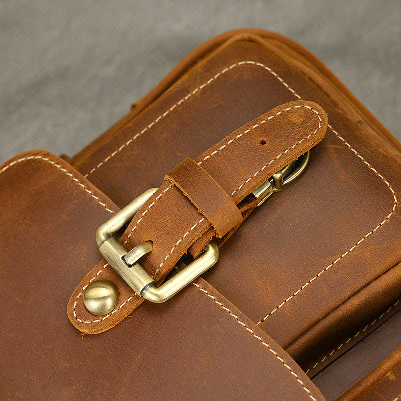 Top-Grain Cowhide Camera Crossbody Bag