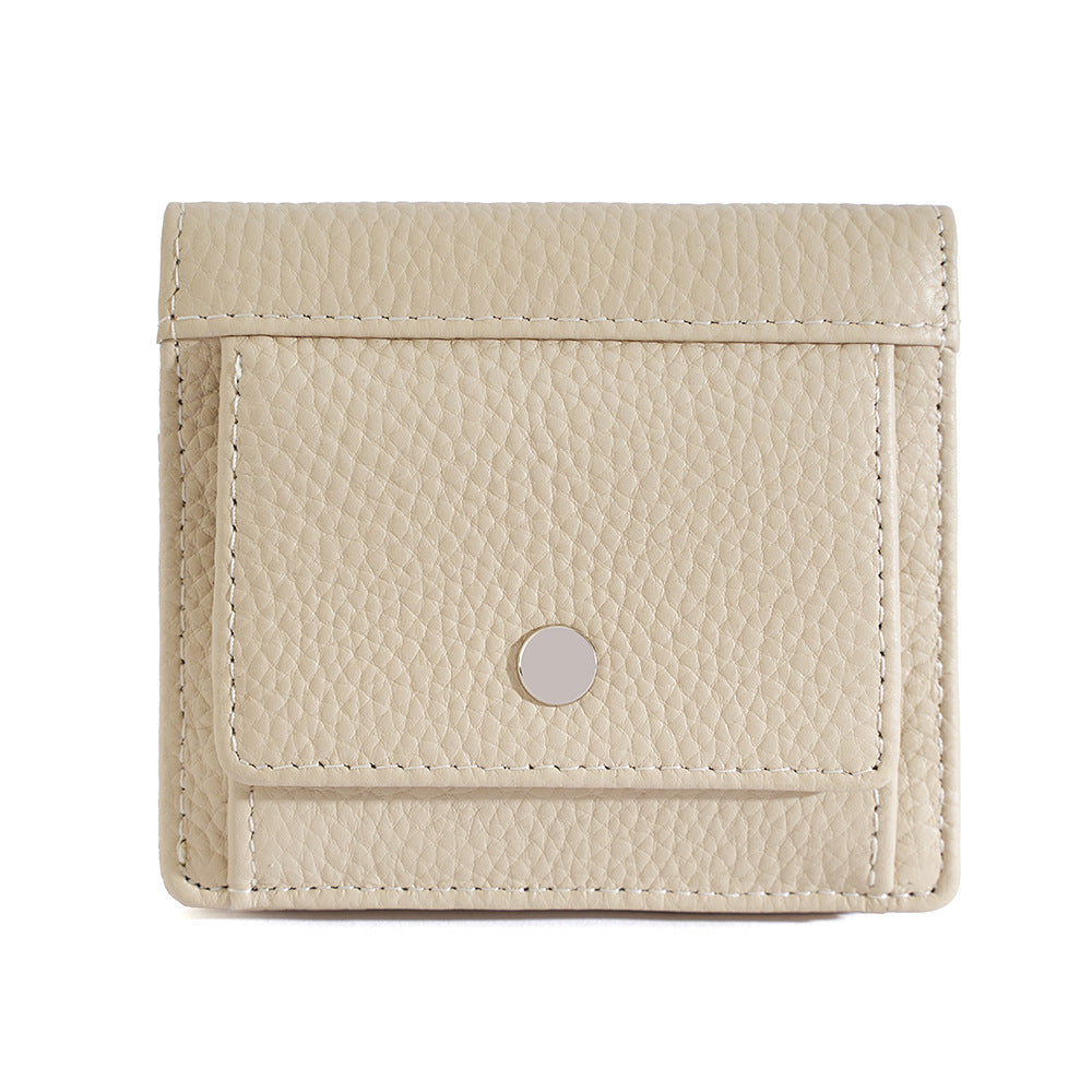 Off-white wallet with stitched exterior coin pocket