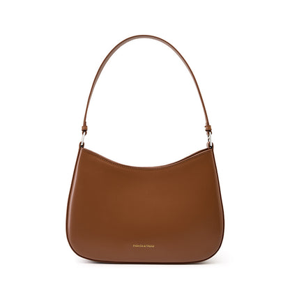 Cowhide Leather Underarm Shoulder Bag in Brown