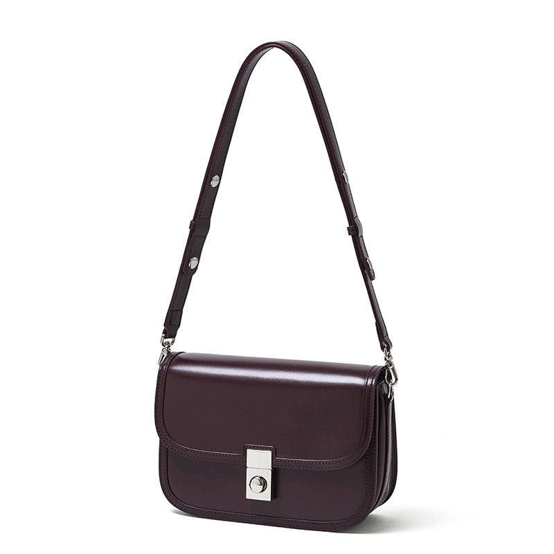 Cowhide Leather Messenger Crossbody Bag – Color Options in Wine Red